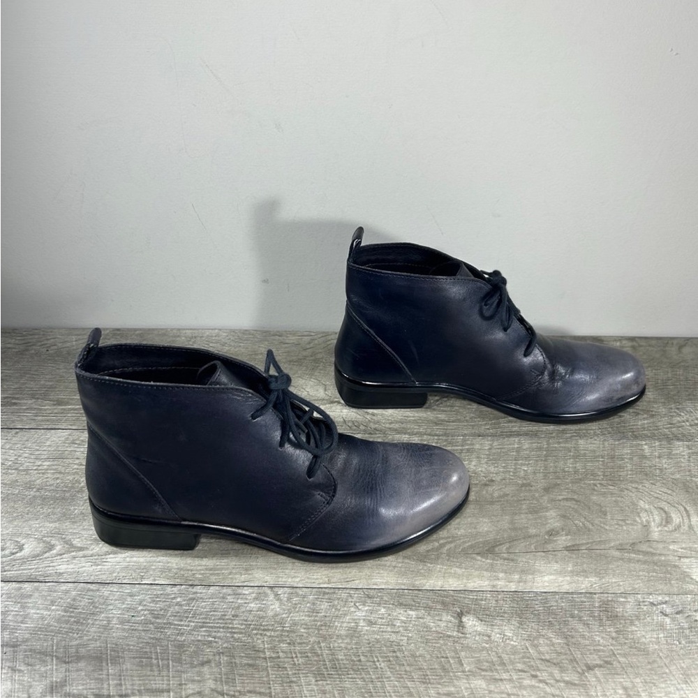 Naot Levanto Gray/Blue Leather Womens Ankle Lace Up Booties Boots Size 8 US